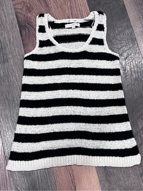 LOFT Black & White Striped Knit Tank Top in size M. Great concept